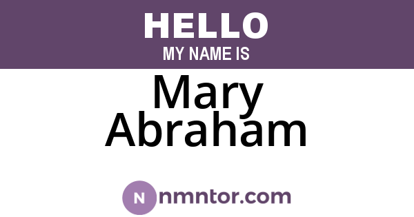 Mary Abraham