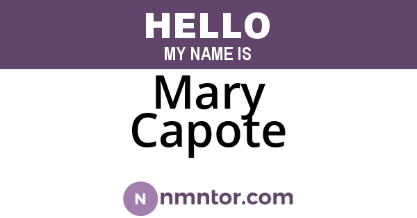Mary Capote