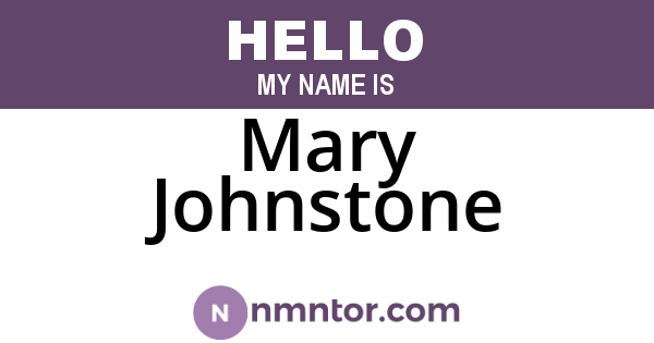 Mary Johnstone