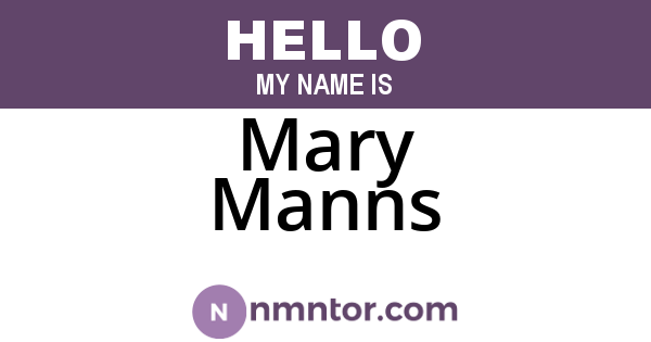 Mary Manns