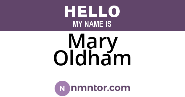 Mary Oldham