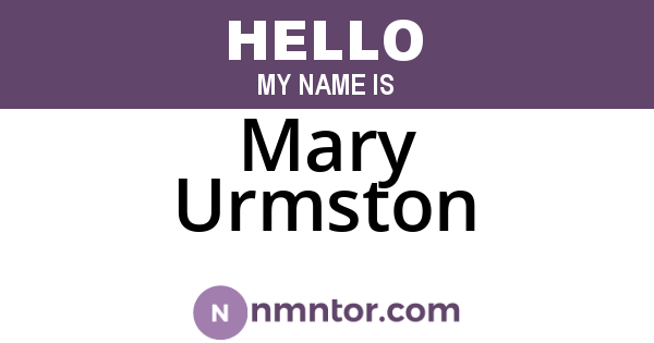 Mary Urmston