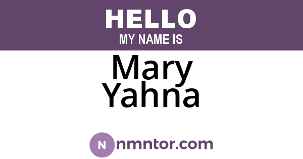 Mary Yahna