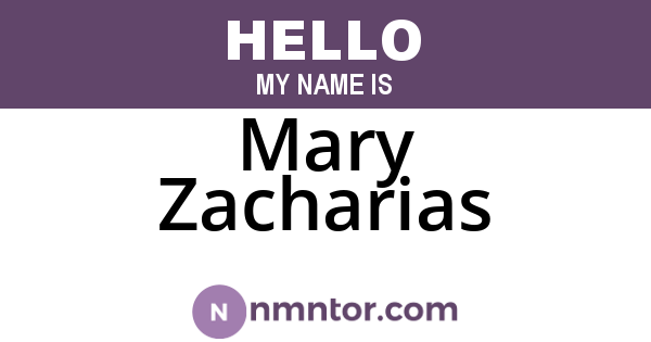 Mary Zacharias