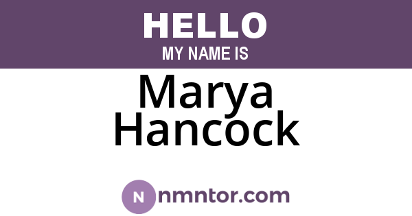 Marya Hancock