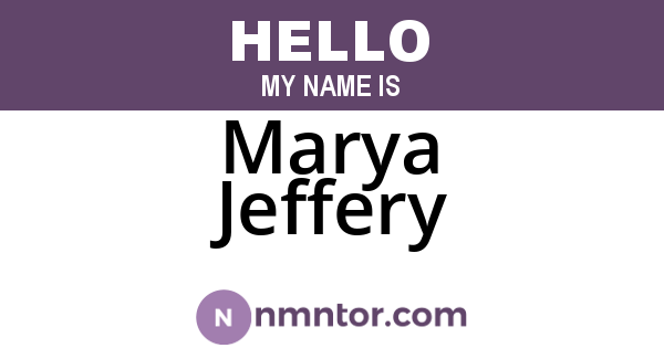 Marya Jeffery