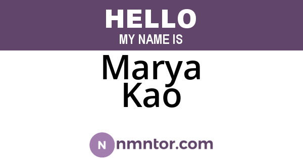 Marya Kao