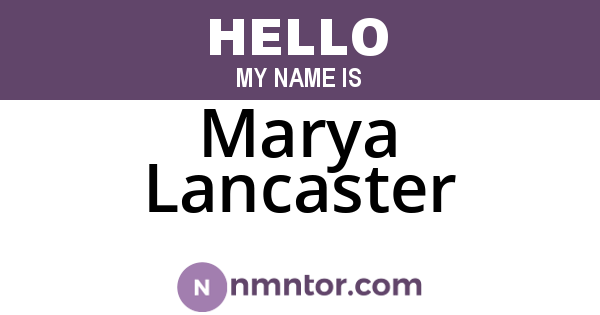 Marya Lancaster