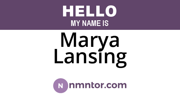 Marya Lansing