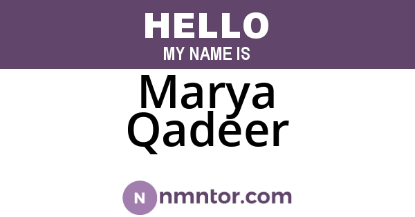 Marya Qadeer