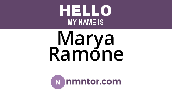 Marya Ramone