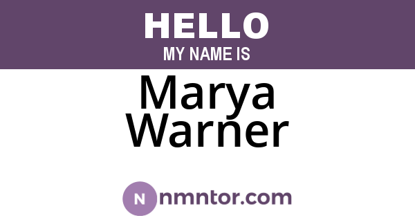 Marya Warner