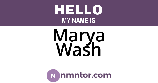 Marya Wash