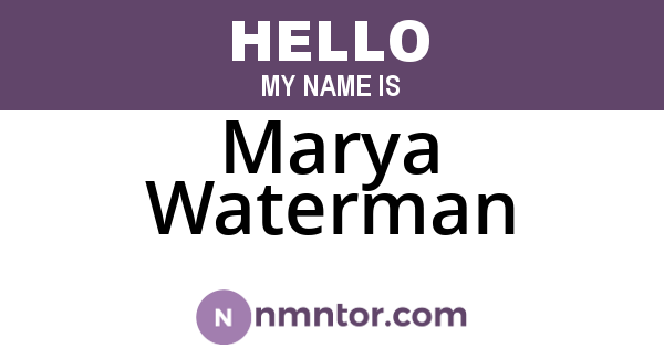 Marya Waterman