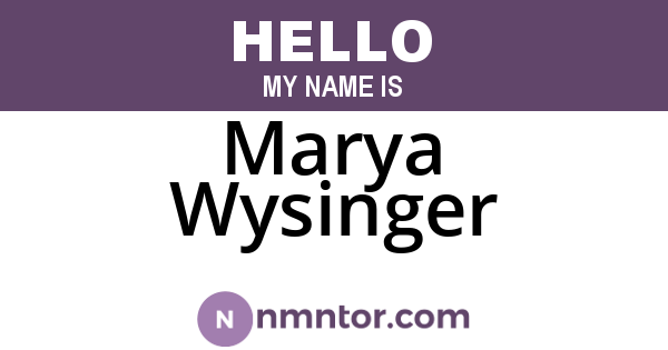 Marya Wysinger