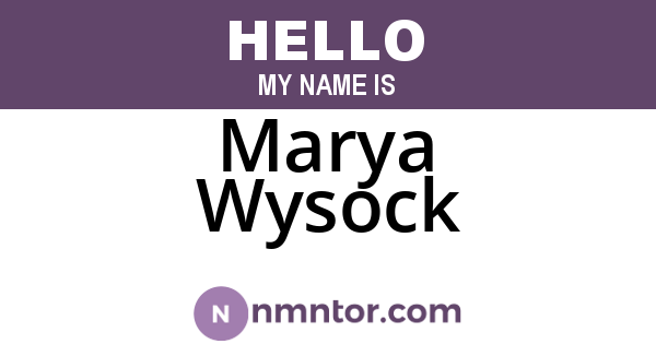Marya Wysock