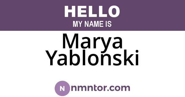 Marya Yablonski