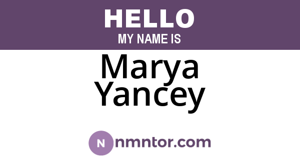 Marya Yancey
