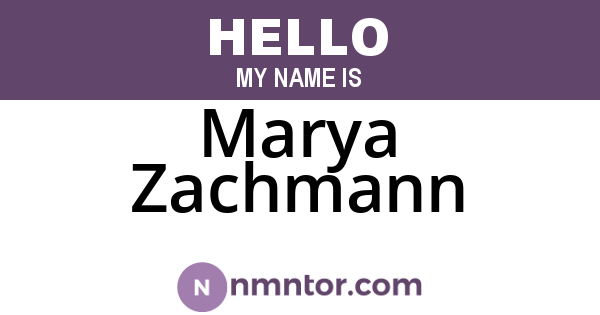 Marya Zachmann