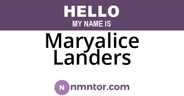 Maryalice Landers