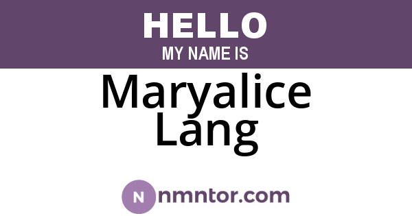 Maryalice Lang