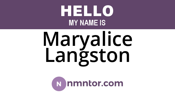Maryalice Langston