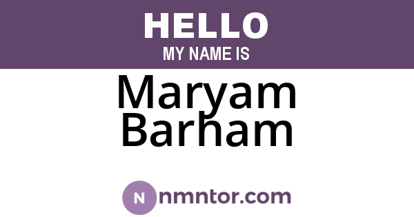 Maryam Barham