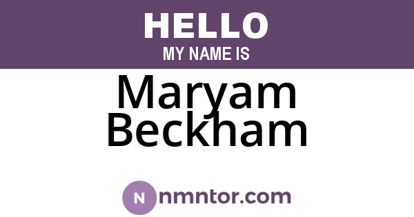 Maryam Beckham