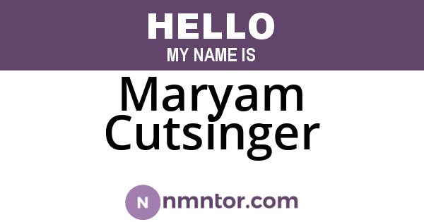 Maryam Cutsinger