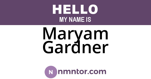Maryam Gardner