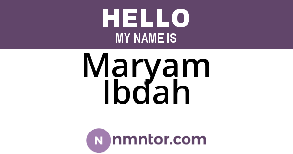 Maryam Ibdah