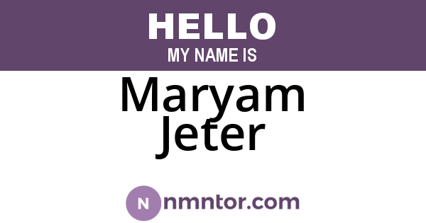 Maryam Jeter