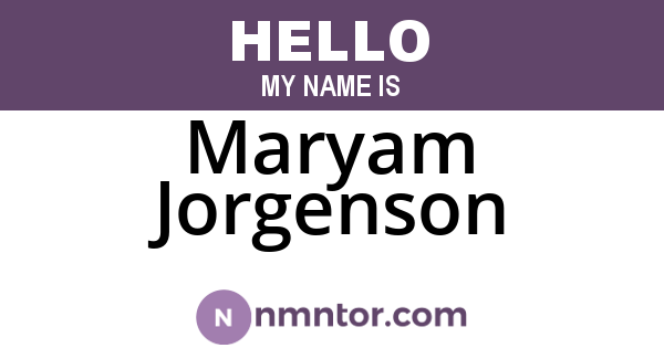 Maryam Jorgenson