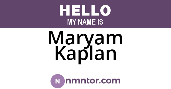 Maryam Kaplan