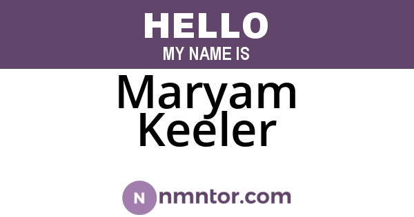 Maryam Keeler