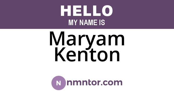 Maryam Kenton