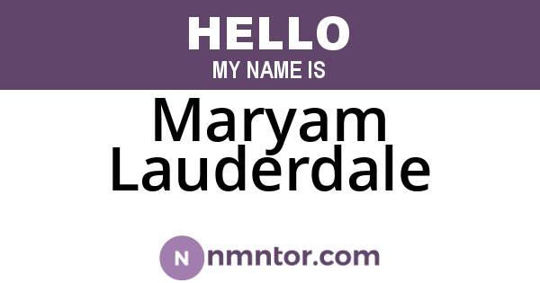 Maryam Lauderdale