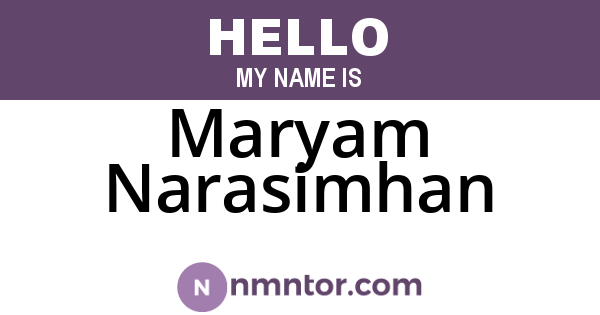 Maryam Narasimhan