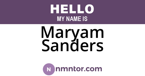Maryam Sanders