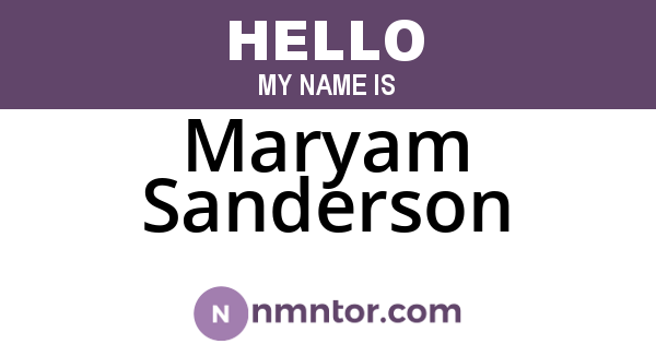 Maryam Sanderson