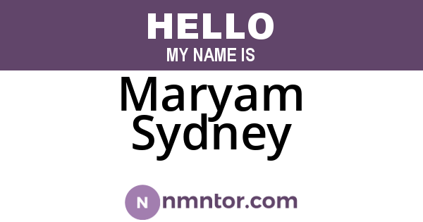 Maryam Sydney