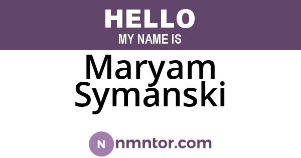 Maryam Symanski