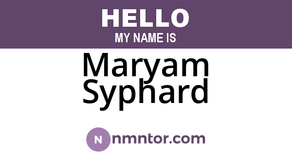 Maryam Syphard