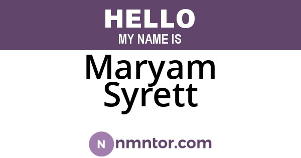 Maryam Syrett