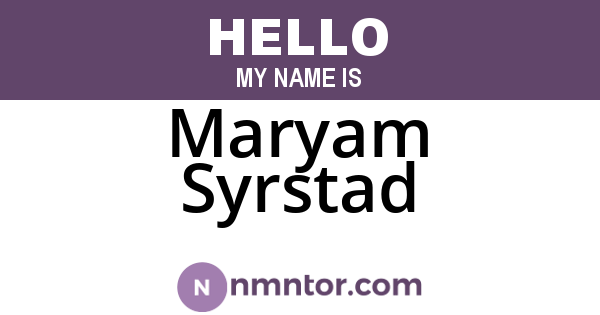 Maryam Syrstad
