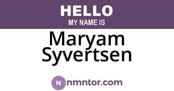 Maryam Syvertsen