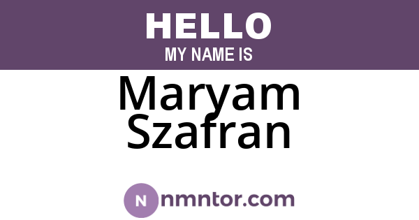 Maryam Szafran
