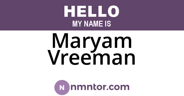 Maryam Vreeman