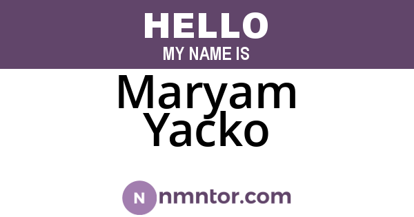 Maryam Yacko