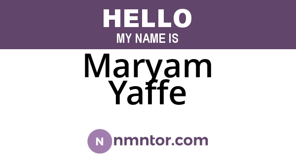 Maryam Yaffe